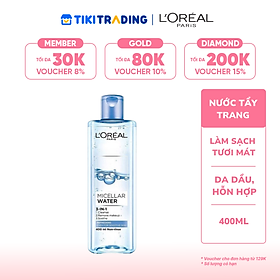 Nước Tẩy Trang L'Oreal Tươi Mát Cho Da Dầu, Hỗn Hợp 400ml