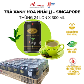 (Chính hãng) Thùng T rà Xanh Hoa Nhài JJ (24 Lon x 300ml) - Thương hiệu Singapore