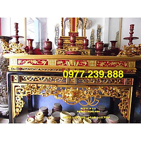 Bàn thờ án gian sơn son thiếp vàng gỗ mít chân 12cm