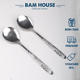 Mua Muỗng soup tròn inox Bam House cán hoạ tiết loại dày cao cấp MHT01 - Gia dụng bếp