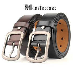 Thắt lưng nam Manticano da bò thật Cao Cấp 100%. Tặng kèm đinh đục lỗ