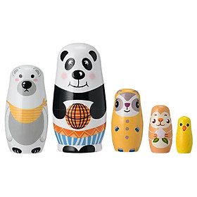 13pcs Cute Russian Wooden Hand Painted Nesting Dolls Kids Toys Collections