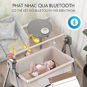 Nôi điện , nôi đưa tự động có thiết bị điều khiển từ xa , kết nối bluetooth tặng kèm màn cho bé