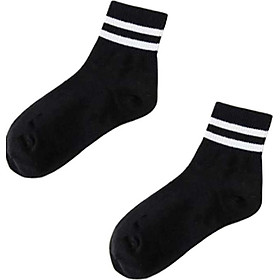 Bộ 10 Đôi Tất Nữ 2 Sọc In Phong Cách Hàn Quốc Màu Đen Sọc Trắng