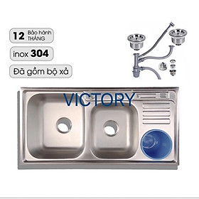 Mua Chậu Rửa Bát INOX 304 Hai Hố Có Hố Rác VICTORY