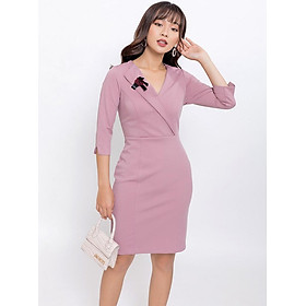 Váy đầm công sở thời trang Eden cổ vest phối phụ kiện. Kiểu dáng sang trọng. Chất liệu mềm mại, co giãn tốt - D401