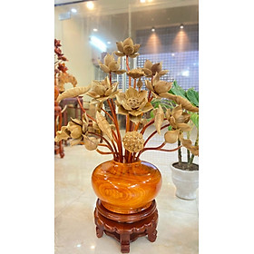 Mua Combo kệ chân đế  và 1 bình hoa sen 26 cành  phong thủy trang trí  phòng khách  phòng thờ  bình cắm hoa gỗ hương  hoa gỗ ngọc am thơm phức