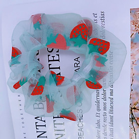 Dây buộc tóc Scrunchies voan dâu tây dễ thương HD75