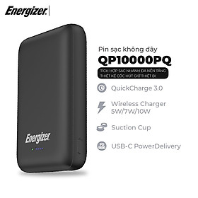 Pin Sạc Dự Phòng Energizer QP10000PQ 10.000mAh - Tích Hợp Sạc Nhanh Đa Nền Tảng - Sạc Không Dây - Thiết Kế Cốc Hút Giữ Thiết Bị - Hàng Chính Hãng