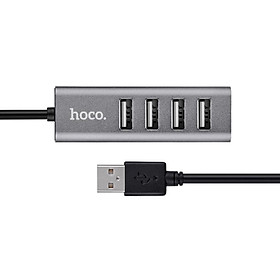 Củ Sạc 4 Cổng USB Hoco HB1 (Xám đen) - Hàng Chính Hãng