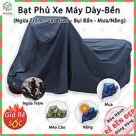 (Dày Bền) Bạt Phủ Áo Trùm Xe Máy Vải Dù Cỡ 2 - Hàng Chính Hãng KhoNCC - Che Mưa Nắng Thời Tiết Khắc Nghiệt Loại Lớn Cho Dòng Xe Tay Ga - Xe Số Thông Dụng - KhoNCC-BPXVD (Nhiều Màu)