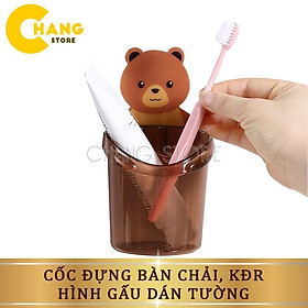 Ly cốc đựng bàn chải kem đánh răng dán tường hình gấu siêu tiện lợi