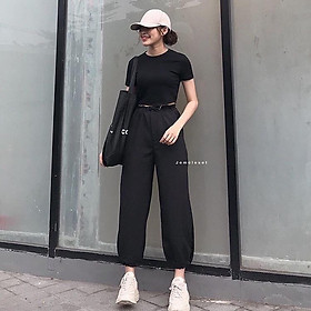 áo croptop cộc tay chất zip cotton cá tính