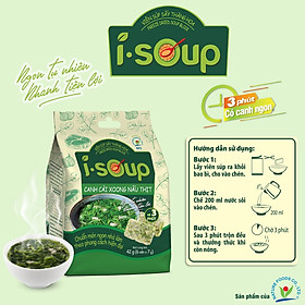 Viên Súp Sấy Thăng Hoa Cải xoong nấu thịt ăn liền I-Soup 42g túi 06 viên