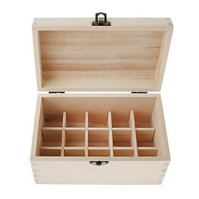 Natural Wood Essential Oils Cosmetic Makeup Liquid Aromatherapy Storage Box Display Carry Case Holder 15 Slots for 15ml