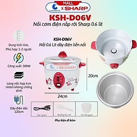 Nồi Cơm Điện Nắp Rời Sharp KSH-D06V (0.6L) - Màu Ngẫu Nhiên - Hàng Chính Hãng
