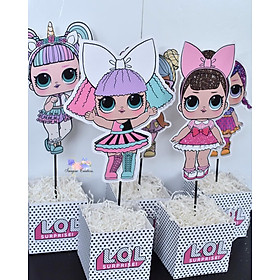 Tem cắm bánh và hộp bắp LOL cake topper tcl60