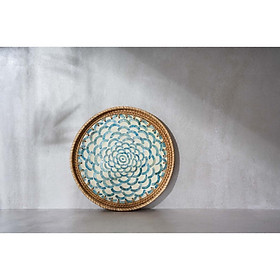 Mua Khay mây khảm trai tròn D30  D35cm cao cấp  khay mây đựng đồ đa năng Bemiao Shop