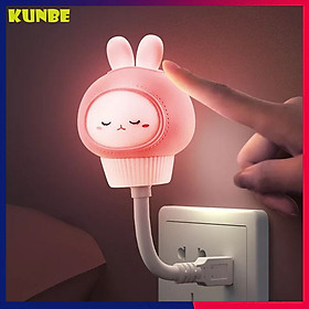 Đèn Ngủ USB Hình Thỏ, Gấu KUNBE Ngộ Nghĩnh - Tặng Dây Cuốn Thu Gọn Cáp Sạc, Tai Nghe