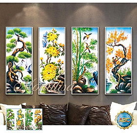 Mua TRANH ĐÍNH ĐÁ TỨ QUÝ TÙNG CÚC TRÚC MAI y8181 (125x80)
