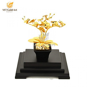 Chậu hoa lan hồ điệp dát vàng 24 (22x14x18cm) MT Gold Art- Hàng chính hãng, trang trí nhà cửa, phòng làm việc, quà tặng sếp, đối tác, khách hàng, tân gia, khai trương 