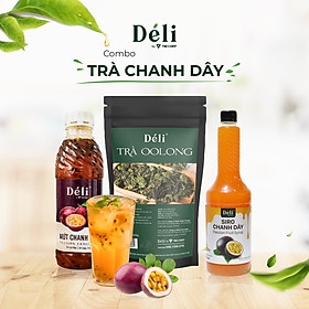 Trà Olong Déli 500gr+ Mứt chanh dây Déli 1lit+ Siro chanh dây Déli 1lit [COMBO nguyên liệu pha chế 40ly trà chanh dây] HSD: 12 tháng, chuyên dùng cho các quán