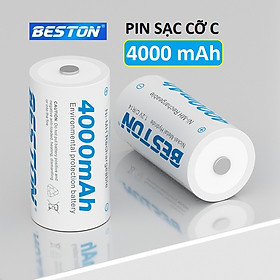 Pin C sạc Beston 4000mAh - Vỉ 2 pin cỡ trung dùng cho thiết bị gia đình, thiết bị điện tử - hàng nhập khẩu