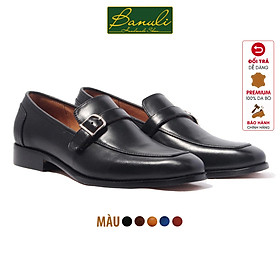Giày tây lười nam công sở banuli da bê italian monk strap loafers h1ml1
