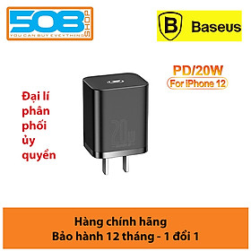 Hình ảnh Bộ cốc cáp sạc nhanh Baseus 20W Si cho IP12, Củ sạc nhanh IP12 Baseus 20W Super Si Mini USB C hỗ trợ sạc nhanh QC3.0 PD - Hàng chính hãng