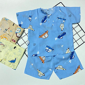 Set 3 bộ quần áo bé trai cộc tay mùa hè, chất vải tôn, lanh 2 da mềm, mịn, thoáng mát