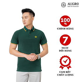 Áo Polo Nam ALIGRO Cộc tay Trơn Chất liệu CVC Form dáng SlimFit ôm vừa vặn màu Xanh Đậm ALGPLO54