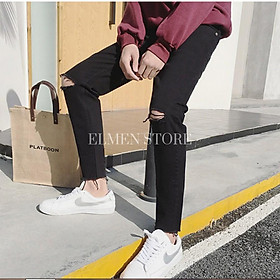 Quần jeans nam rách gấu và gối - Mã DG