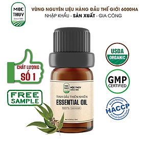 Tinh Dầu Bach Đàn Chanh Nguyên Chất Hữu Cơ MỘC THỦY 100ML - Eucalyptus Essential Oil - Khử Mùi Xông Thơm Phòng, Thư Giãn - Đạt chuẩn chất lượng kiểm định - 10ml