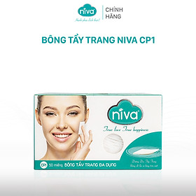 Bông Tẩy Trang Vuông Niva CP1 Cao Cấp Bông Tự Nhiên, Công Nghệ Kháng Khuẩn An Toàn Cho Da Dầu Mụn Nhạy Cảm