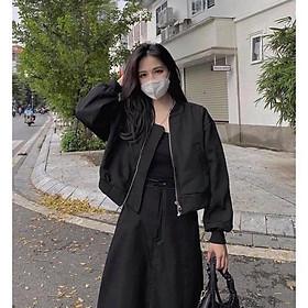 Áo khoác nữ croptop trơn nữ dễ phối đồ cutte