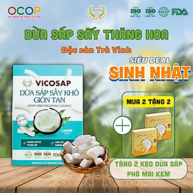Dừa sáp sấy giòn cao cấp VICOSAP ít đường đồ ăn vặt healthy đặc sản Trà Vinh