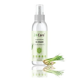 Xịt Phòng Tinh Dầu Sả Chanh Hữu Cơ Organic 24Care 50ML/100ML - Kháng khuẩn - Khử mùi hôi - Đuổi muỗi, kiến ba khoan,Vắt - Côn trùng - Hương thơm thư giãn.