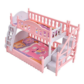 Doll House Furniture Bunk Beds Toy Decor Play House Straight Ladder 1:6 Scale Double Bed Dollhouse Accessories for Boys, Kids