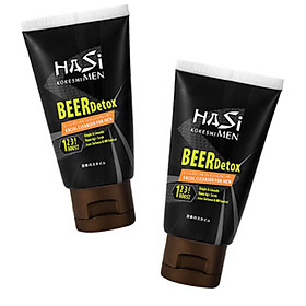 Combo 2 tuýp Kem rửa mặt nam Hasi Kokeshi - Beer Detox Facial Cleanser For Men