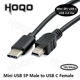 Bộ chuyển đổi USB C sang Mini USB 2.0 Type C Female sang Mini USB Male Chuyển đổi đầu nối cho máy nghe nhạc GoPro MP3 Máy ảnh kỹ thuật số Dash Cam GPS