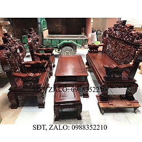 Bộ bàn ghế nghê đỉnh tay khuỳnh gỗ mun đuôi công