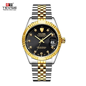 Đồng hồ đeo tay TEVISE Nam Thương hiệu Sang trọng Không thấm nước-Màu Vàng đen