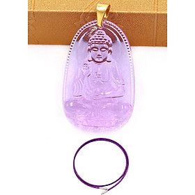 Dây chuyền phật A Di Đà pha lê tím 5cm - Phật bản mệnh tuổi Tuất, Hợi - Mặt phật size lớn