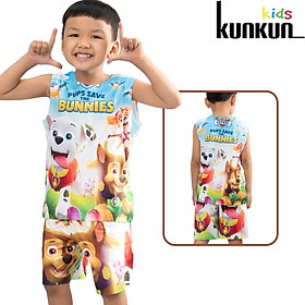 Đồ Bộ Thun Ba Lỗ In 3D cho bé trai hình chú cún bunnies
