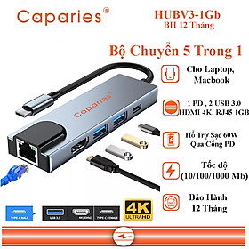 Mua Bộ Hub Chuyển Đổi Đa Cổng 5 Trong 1  Caparies HUBV3-1Gb Dành Cho Máy Tính Xách Tay MacBook Pro &  Type C Windows - Hàng Chính Hãng