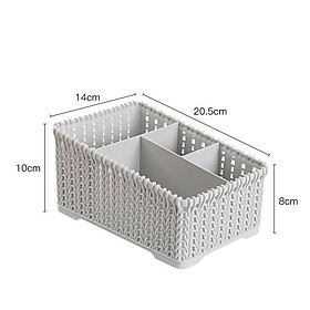 Mua (Hàng cao cấp) Khay đan đựng mỹ phẩm  đồ dùng nhiều ngăn đa năng để bàn trang điểm (màu xám) PGL