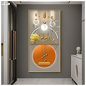 Đồng Hồ Treo Tường Trang Trí Họa Tiết Hươu Nghệ Thuật Đẹp - Tranh Tráng Gương Đồng Hồ Cao Cấp