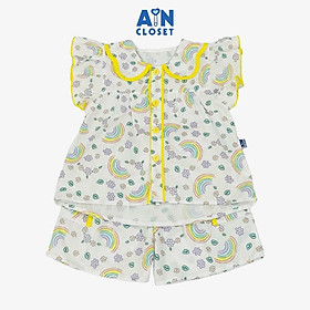 Bộ quần áo Ngắn bé gái họa tiết Cầu Vồng Hoa cotton - AICDBGXTG08G - AIN Closet