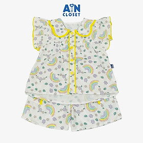 Bộ quần áo Ngắn bé gái họa tiết Cầu Vồng Hoa cotton - AICDBGXTG08G