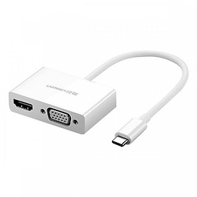 Cáp chuyển Đổi USB Type C sang HDMI và VGA Ugreen 30843 - Hàng Chính Hãng (Tặng kèm tai nghe điện thoại)